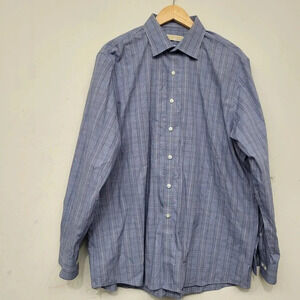 MICHAEL Michael Kors Men Button-Up Shirt 17 Multicolor Cotton Plaid Long Sleeve